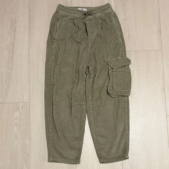 Zara Kids Corduroy Olive Cargo Pants - Picture 1 of 9